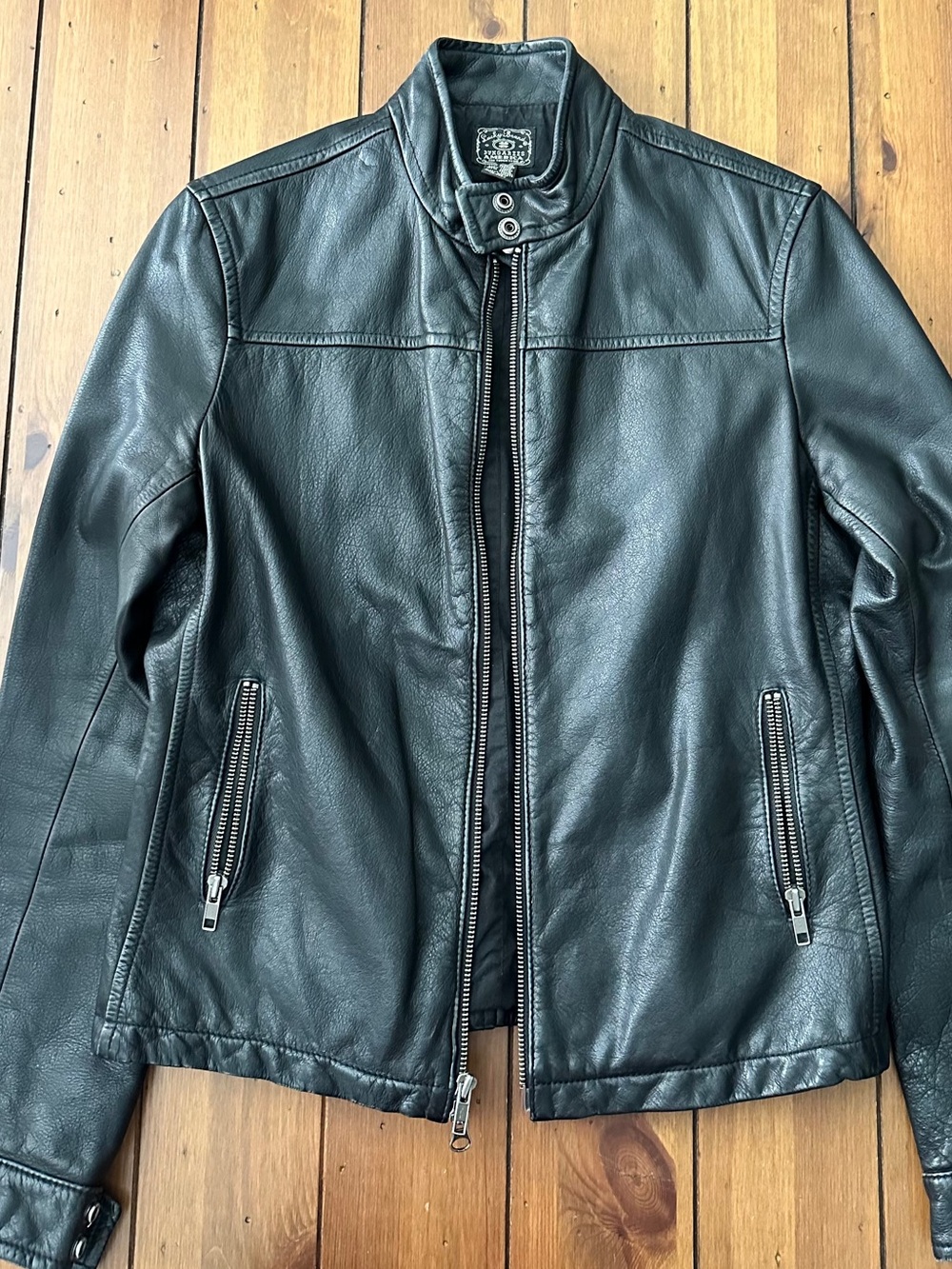 Lucky Brand Vintage Black Leather Moto Jacket